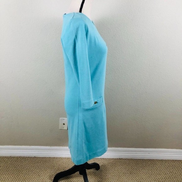 LILLY Pulitzer Dress Blue Turquoise Shift Knee Length Zip Versatile Size Small - Picture 12 of 16